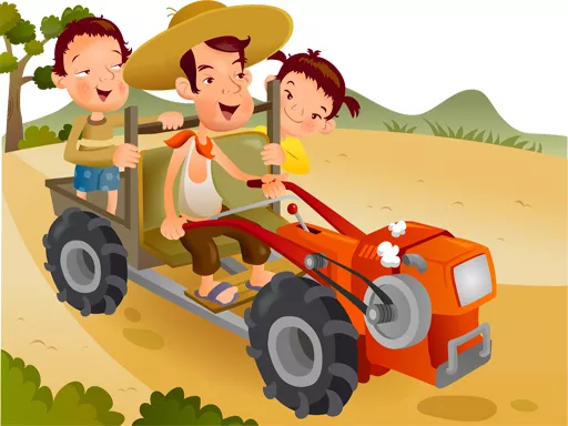 Cartoon Tractor Puzzle - game thumbnail image