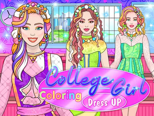 College Girl Coloring Dress Up - game thumbnail image