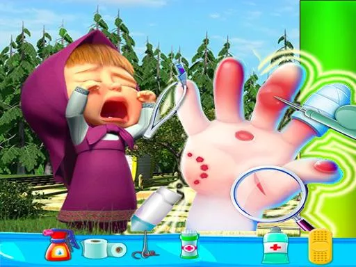Masha Bee Hand Doctor Game Online - Hospital Surge - game thumbnail image