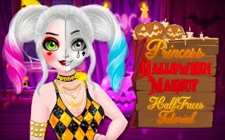 Princess Halloween Makeup HalfFaces Tutorial - game thumbnail image