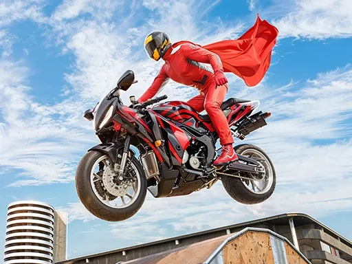 Real Motorbike Super Hero Stunt 3D - game thumbnail image